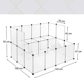 Ohrádka pre domáce zvieratá, modulárna ohrádka s rebríkom, biela