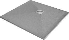 Mexen Stone+, štvorcová vanička z minerálneho kompozitu 80 x 80 cm, šedá-betónová, 44618080