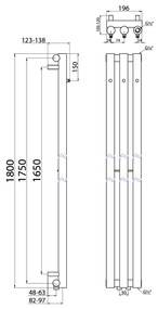 Sapho Sapho, PILON vykurovacie teleso 196x1800mm, so 3 háčikmi, biela matná, IZ127T