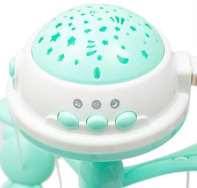 Kolotoč Baby Mix nad postieľku so svetelnýmprojektorom, zelený