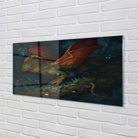 Nástenný panel  Zelený drak v lese 140x70 cm