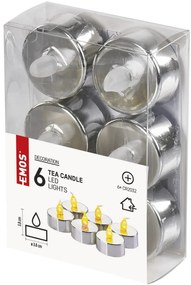 LED sviečky (6 ks) strieborné