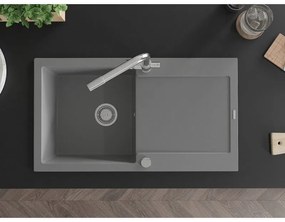 Mexen Leo, drez granitový 900x500x190 mm, 1-komorový a chrómová batéria Duero, šedá, 6501-71-671600-00