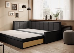 Tmavosivá ženilková rozkladacia/s úložným priestorom pohovka 214 cm Fulgeo – ELTAP