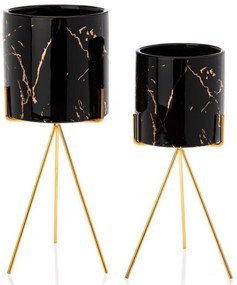 KERAMICKÝ KVETINÁČ SO STOJANOM EMMA 32X13 CM ČIERNA