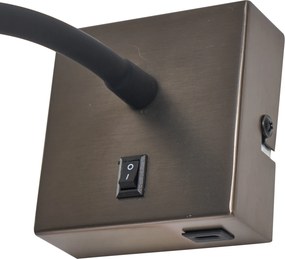 Sada 2 moderných antracitových nástenných lámp s USB-C - Gosna