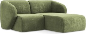 Zelená ženilková rohová pohovka (pravý roh/s leňoškou) Lani – Makamii