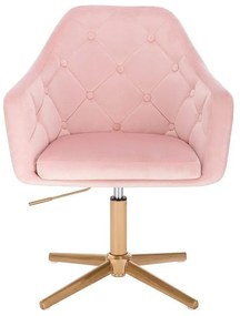 LuxuryForm DESIGN Kreslo ANDORA VELUR na zlatom kríži - svetlo ružová