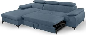 Rohová sedacia súprava Scala, denimovo modrá látka, ľavý roh