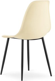 Set troch jedálenských stoličiek WAT krémový - čierne nohy (3 ks)
