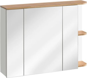 Kúpeľňová skrinka so zrkadlom Platinum biela/dub zlatý