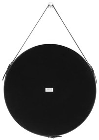 Čierne okrúhle zrkadlo s koženou rukoväťou ESHA Priemer zrkadla: 50 cm