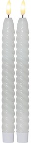 Súprava 2 bielych voskových LED sviečok Star Trading Flamme Swirl Antique, výška 25 cm