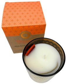 Organická vykurovacia sviečka Mandarin & Bay Leaf 200 g v skle so zlatou fóliou