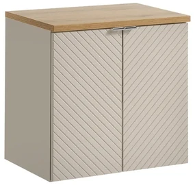 Závěsná skříňka Viva Cashmere s deskou 60 cm kašmírová/dub evoke