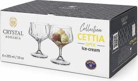 Crystal Bohemia Cettia optic poháre na zmrzlinu 295 ml 6 ks