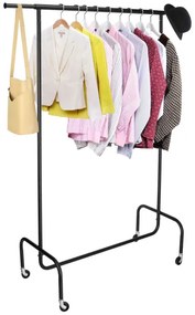 Vešiakový stojan na kolieskach HARUN čierny