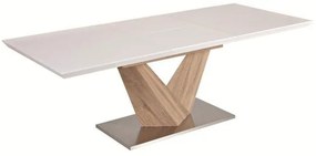Kondela  DURMAN DS/BI 0000183937 - jedálenský stôl 160-220x90x75 cm, dub sonoma / biela extra vysoký lesk