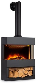 Klarstein Zermatt, elektrický krb, 900/1800 W, ilúzia plameňa, dymová rúra, cierna