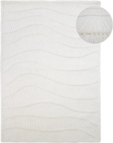 Biely ručne tkaný koberec s prímesou vlny 160x230 cm Sculptured Wave – Flair Rugs