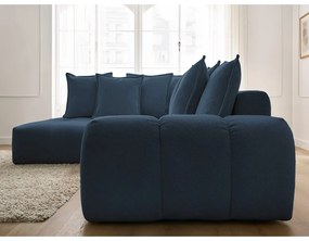 Tmavomodrá ženilková rozkladacia/s úložným priestorom rohová pohovka (ľavý roh/do L) Everest – Bobochic Paris