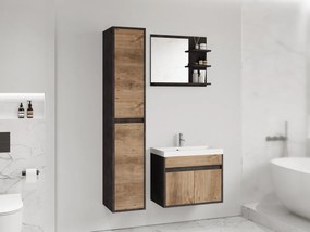 Kúpelňový nábytok Garmuzo, Farby: wotan / wotan + biely lesk, Sifón: bez sifónu, Umývadlová batéria: nie