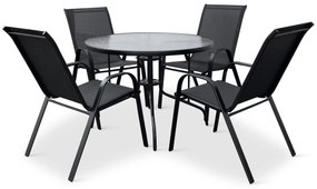Záhradný jedálenský set Capri 100cm + 4x kovová stolička Ramada
