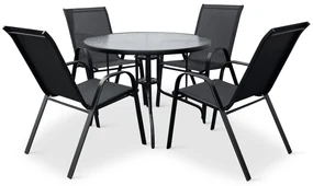 Záhradný jedálenský set Capri 100cm + 4x kovová stolička Ramada