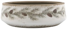 Béžová keramická misa s jedľovou girlandou - Ø 30*10 cm