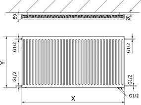 Mexen, Panelový radiátor Mexen CV11 500 x 1000 mm, spodné pripojenie, 796 W, čierny - W611-050-100-70