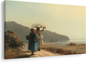 Obraz - Camille Pissarro, Two Women Chatting by the Sea, St. Thomas, reprodukcia (90x60 cm)