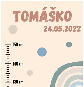 PIPPER. Textilná nálepka na stenu "Detský meter s menom - Dúha 2"