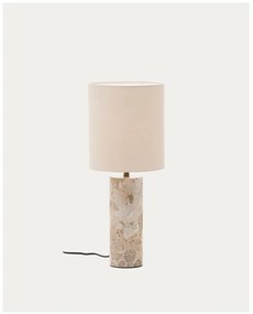 Béžová mramorová stolová lampa s textilným tienidlom (výška 54 cm) Raze – Kave Home