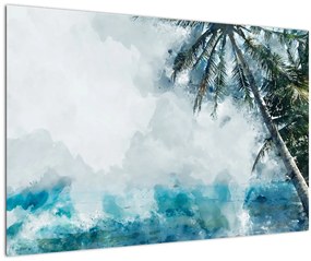 Obraz palmy nad morom (90x60 cm)