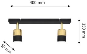 LED Bodové svietidlo TUBSSON 2xGU10/4,8W/230V čierna/zlatá