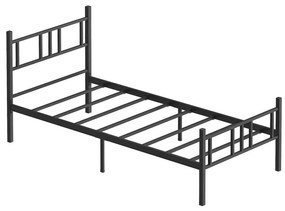 Kovová jednolôžková posteľ PIRON 90x200 cm, čierna, nosnosť 120 kg