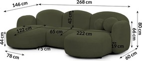 Zelená rohová pohovka z textílie buklé (do tvaru "U") Orbit – Ropez