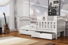 Detská posteľ z masívu borovice KRYŠTOF so šuplíkmi - 200x90 cm - BIELA