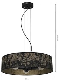 Luster na lanku SATINO 3xE27/60W/230V čierna/zlatá