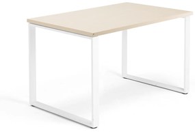 Kancelársky pracovný stôl QBUS, O-rám, 1200x800 mm, breza/biela