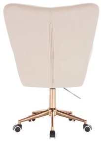 LuxuryForm DESIGN Kreslo AURORA VELUR na zlatej podstave s kolieskami - krémové
