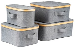 Úložný box G21 30 x 30 x 15 cm, bambusový s vekom, sivý