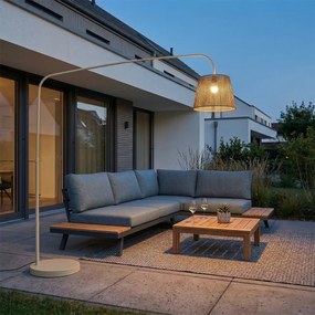 Japandi vonkajšia stojaca lampa béžová s lanovým tienidlom IP44 - Arc Jayla