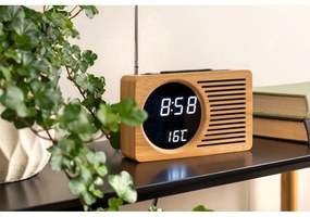 Bambusový budík s rádiom Karlsson Retro