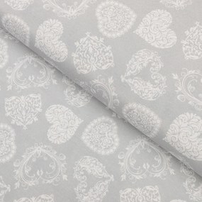 Biante Dekoračný obdĺžnikový obrus PML-071 Srdce s ornamentami na sivom 80x120 cm