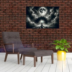 Obraz – Čiernobiely strom v splne (90x60 cm)