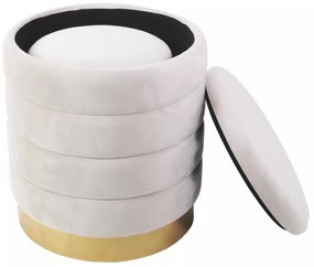 Sada 2 ks taburetů Britta Velvet s úložným prostorem světle béžová/zlatá