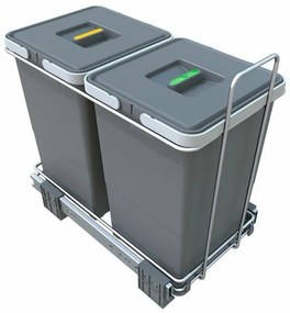 Vstavaný kôš na triedený odpad s rámom 12 + 12 l, sivá