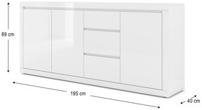 Komoda Belic 4 (biela lesklá). Akcia -20%. Vlastná spoľahlivá doprava až k Vám domov. 1124882