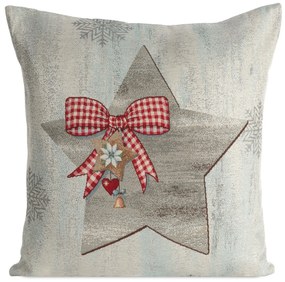 VIANOČNÁ GOBELÍNOVÁ DEKORAČNÁ OBLIEČKA NA VANKÚŠ BOW 45X45 CM VZOROVANÁ